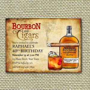 Bourbon & Sigaren Uitnodiging, Man Myth Legend, Aged to Perfection, Holy Smokes, Save the Date Post Card, Milestone Verjaardag, Thank You Banner