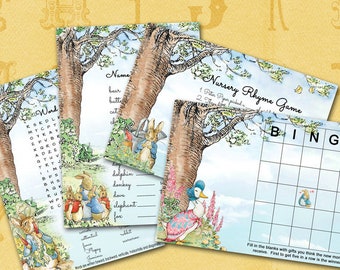 Peter Rabbit Baby Shower Games, Bunny Bingo, Word Search, etc. (Digital Download)