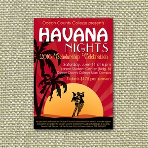 Tropische nacht uitnodiging, poster & bewaar de datum/bedrijfsevenementen fondsenwerving gala verjaardag, palmboom zonsondergang salsa dansers/u PRINT