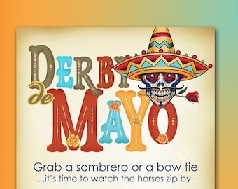 Derby de Mayo, Kentucky Derby, Cinco de Mayo, Sugar Skull, Sombrero, Rose, Fiesta, YOU PRINT 5"x7" Invitation, Betting Slips