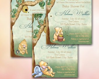Winnie the Pooh Baby Shower Invitation: Hunny Pot Design (Digital PDF)