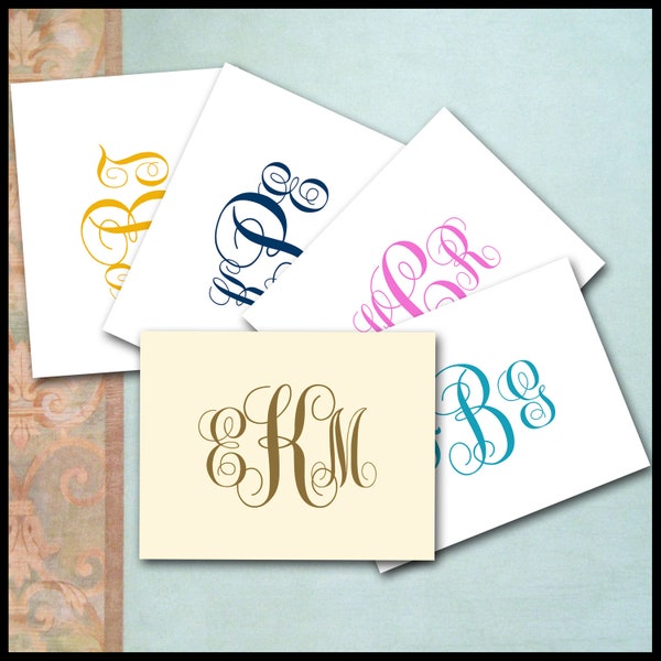 Monogrammed Note Cards Etsy