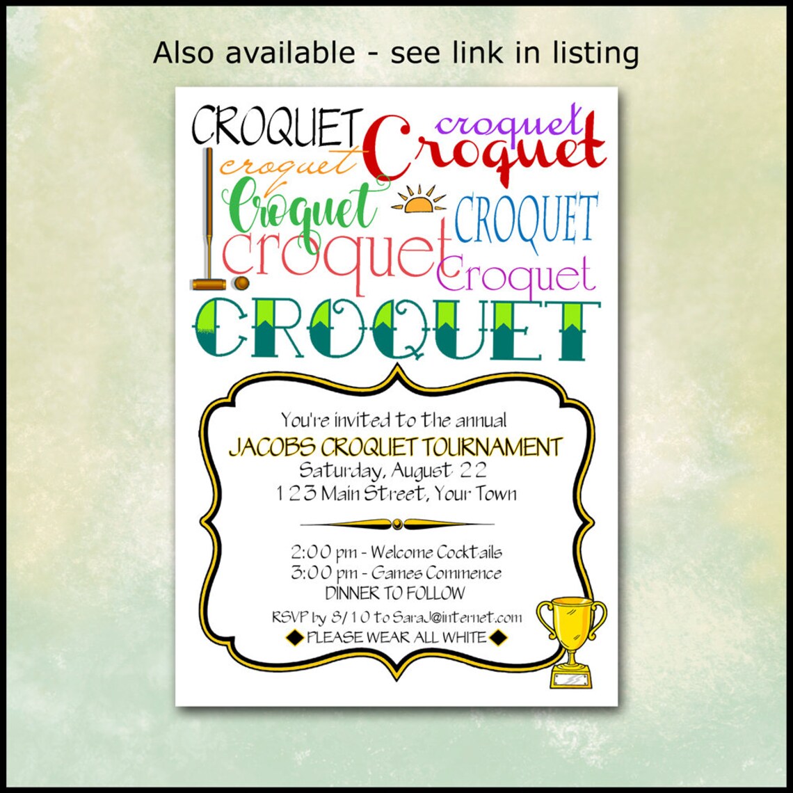 Couples Croquet Rules Sign How to Play Team Croquet DIGITAL Etsy