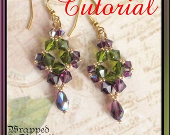 Swarovski Crystal Chandelier Earrings Tutorial / Instant Download / PDF Tutorial in ENGLISH / Bridgerton / Beadweaving / Beginner