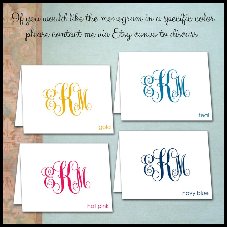 Monogram Note Cards / Three Initial Stationery Ivory & Cocoa Etsy