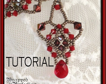 Chandelier Earrings Tutorial / Instant Download PDF File in ENGLISH / Beadwoven Earrings / Advanced Beginner / Beadweaving