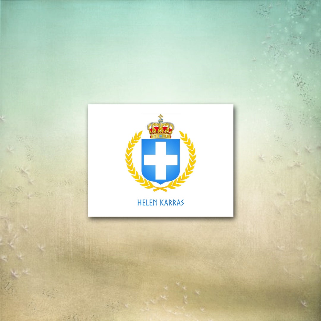 Personalized Greek Crest Note Cards: Royal Laurel Wreath, Set of 10 - Etsy