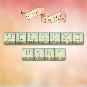 Winnie the Pooh Baby Shower Banner / DIY Party Decoration / 7”x7” Letters / AA Milne / Pooh Bear, Piglet / Quotations / Invites, Tags