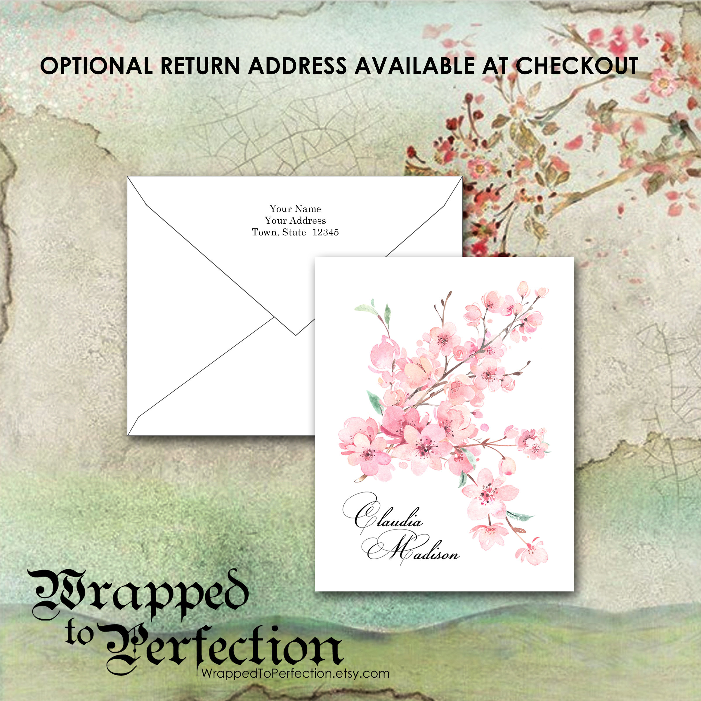 Cherry Blossoms Note Cards Personalized Set of 10 / Sakura Etsy