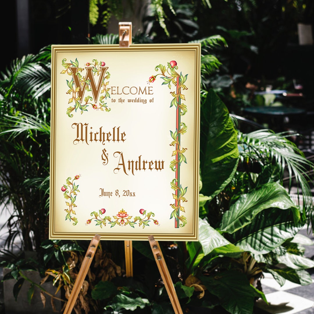 Renaissance Wedding Welcome Sign: Florentine Design, You Print 16x20 ...