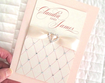 Personalized Rhinestone Anniversary Card: Handmade Keepsake with Satin Ribbon