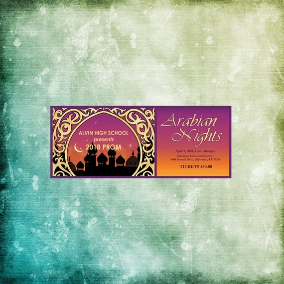Arabian Nights Tickets Theme Party Moroccan Indian Middle Etsy