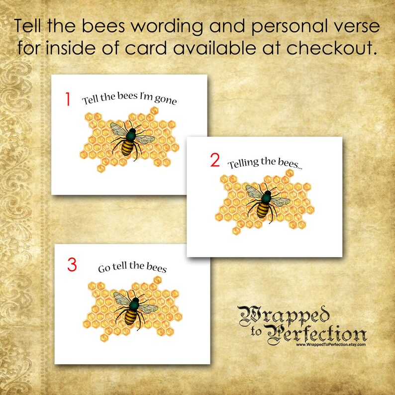 Bee Note Cards / Tell the Bees I'm Gone Etsy