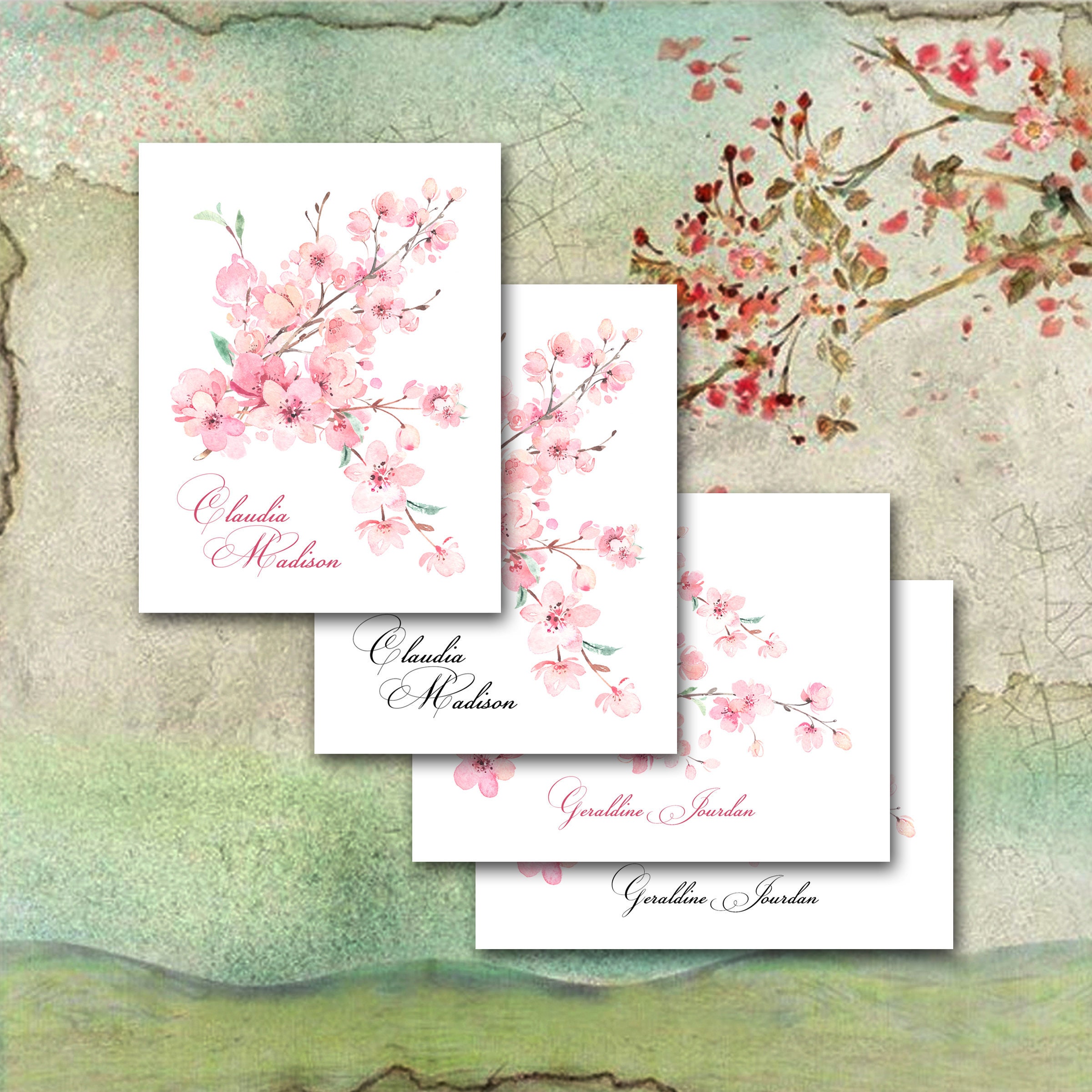 Cherry Blossoms Note Cards Personalized Set of 10 / Sakura Etsy