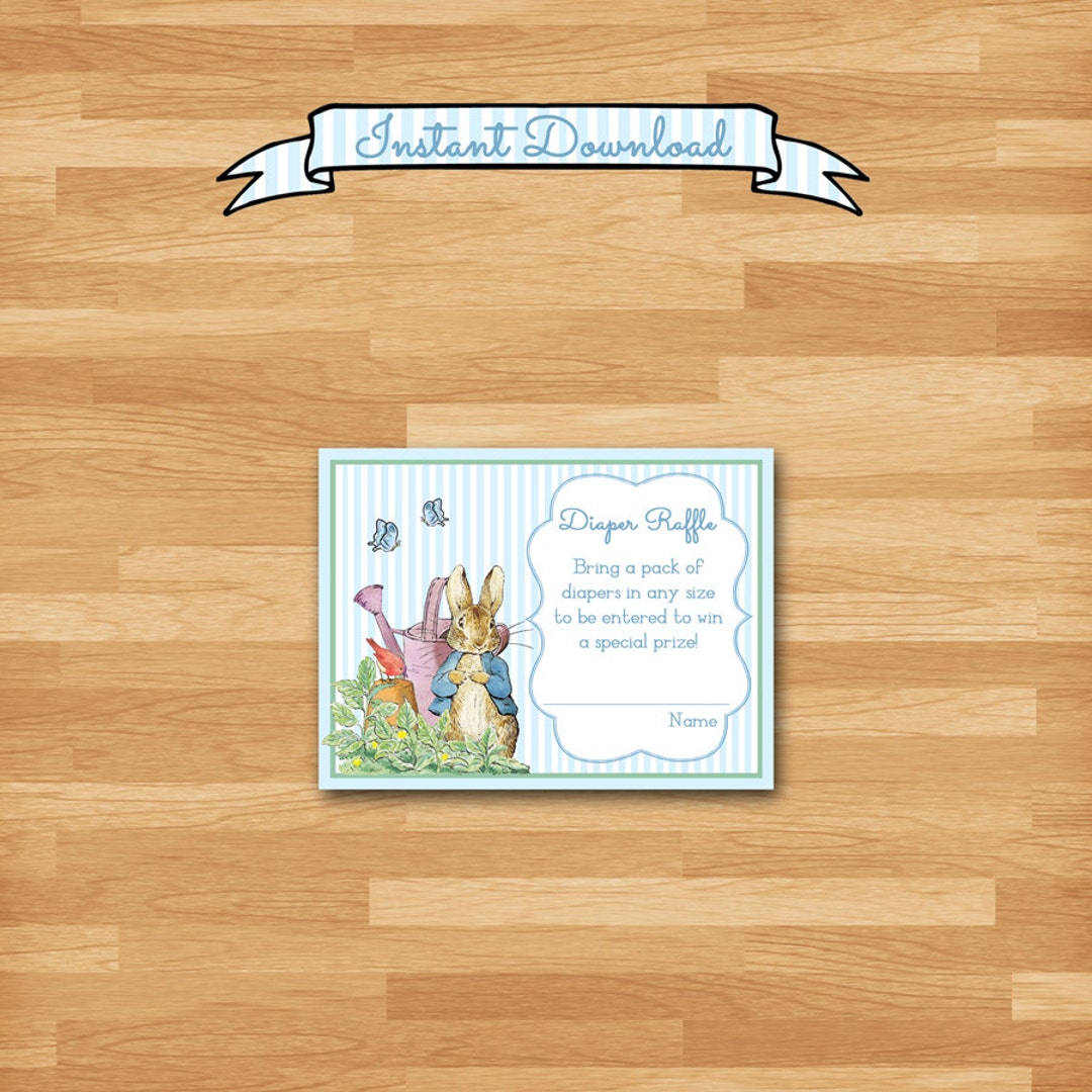 Peta Leaping Rabbit Raffle Peter Rabbit Diaper Raffle Card / Baby Shower / 4.5