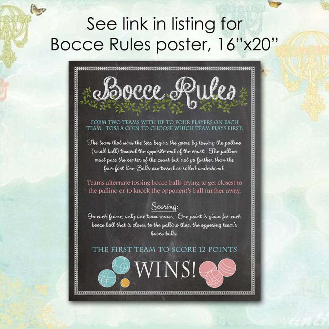 Couples Croquet Rules Sign / How to Play Team Croquet / Etsy