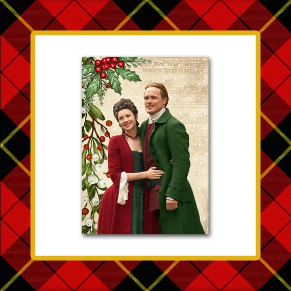 Scottish Christmas Holiday Card, Outlander Claire and Jamie, 5x7