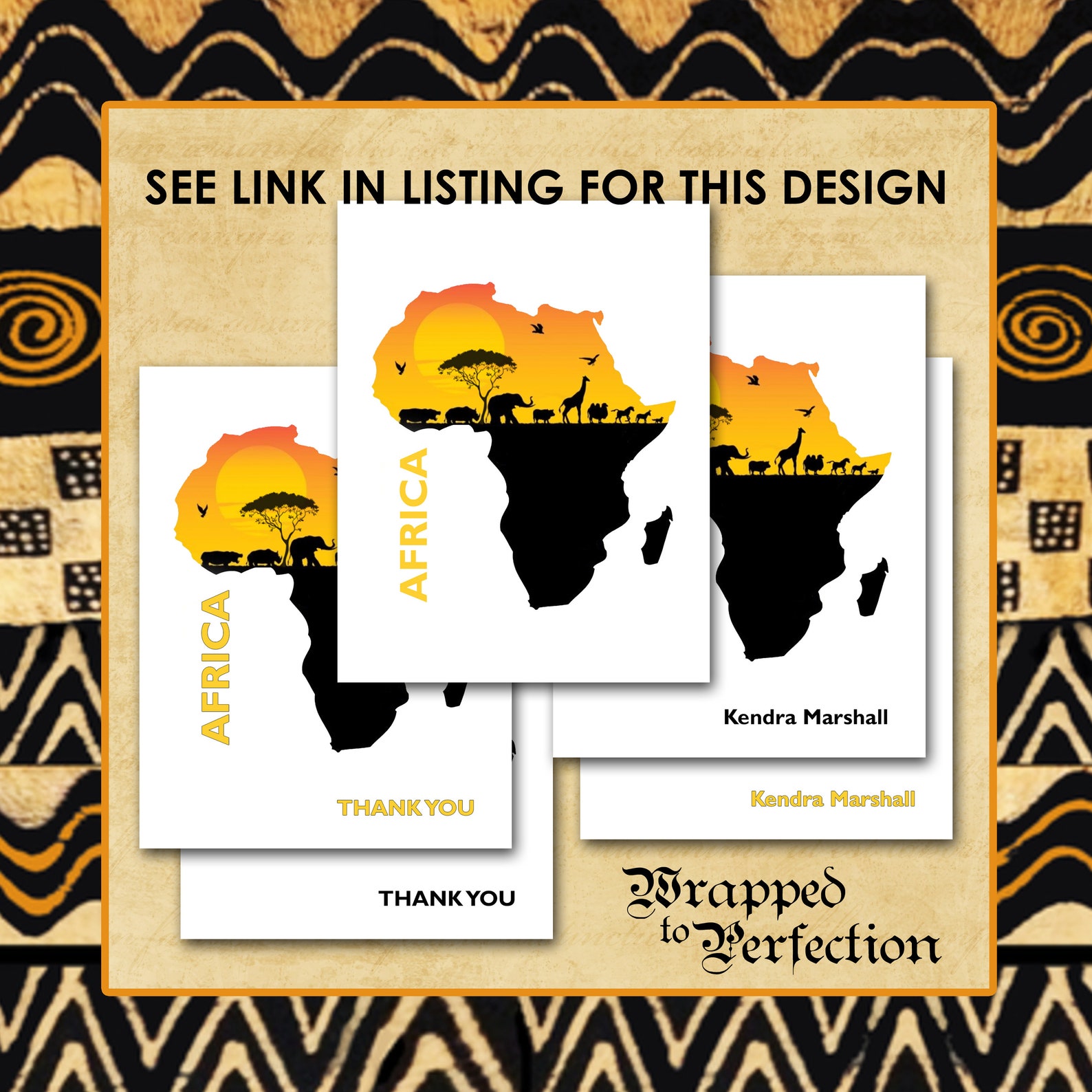 African Woman Note Card / Name or Thank You / Tribal Headdress Etsy