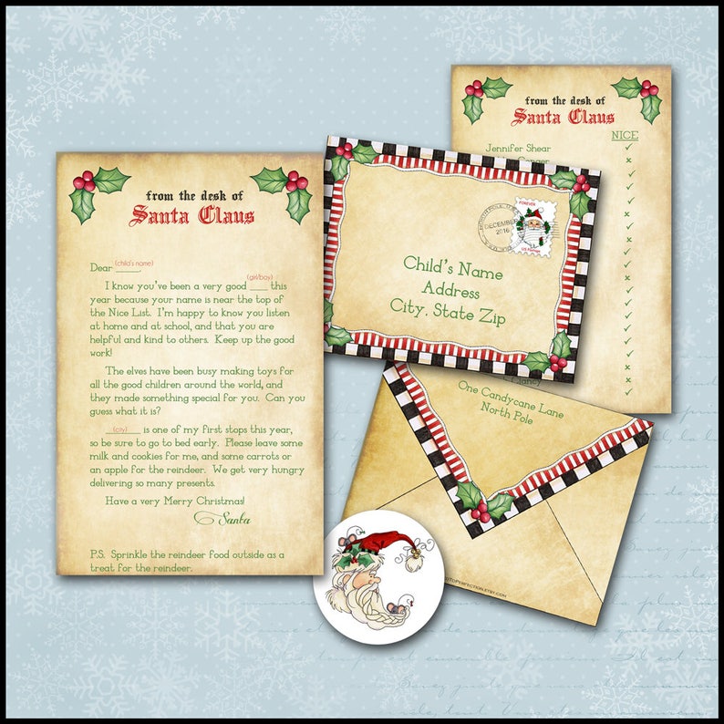 Personalized Letter From Santa Envelope Sticker Naughty Etsy