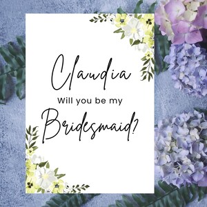 Bridesmaid proposal card template, editable bridesmaid card, maid of honour proposal card, will you be my bridesmaid proposal card