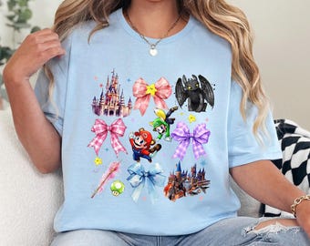 Coquette Bows Epic Universe Shirt, Mario Character Shirt, Universe Shirts, Universal Studios Tee, Family Universe Park Trip Shirt 623413