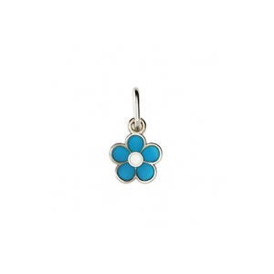 Gold Blau Emaille Blumen Charm - Handgefertigter eleganter Anhänger