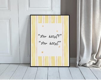 Boys of Tommen "For Keeps? For Keeps." Johnny and Shannon Book Quote Digital Print Wall Art for book lovers