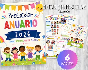 Anuario preescolar bewerkbaar canva 2026 | Plantilla Graduación Pre K | Boeken en boeken Escolar personalisatie