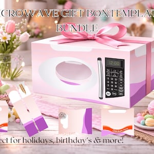 Pacchetto di modelli per scatole regalo per microonde / Scatole per bomboniere per feste di ramen e popcorn (download digitale)