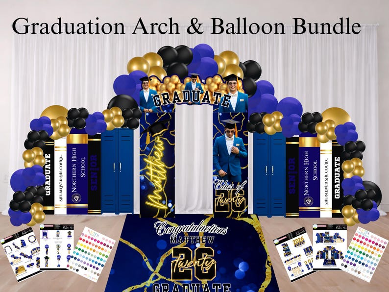 Graduation Arch & Balloon Bundle | Locker, Book Cutouts, Balloon Menu ...