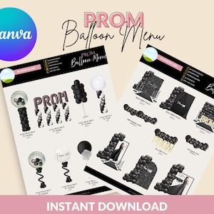 Prom Balloon Decor Menu Template (Canva Editable)