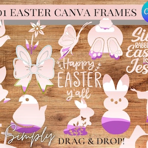 Bundel canvaslijsten Pasen | Christian Bunny Cross Dove png-elementen (digitale download)