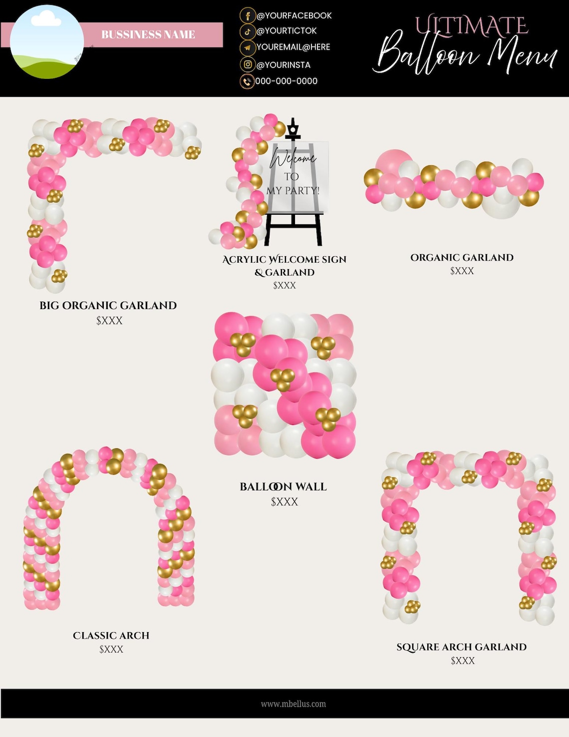 Ultimate Balloon Menu Template | Party Decor Pricing Guide | Editable ...