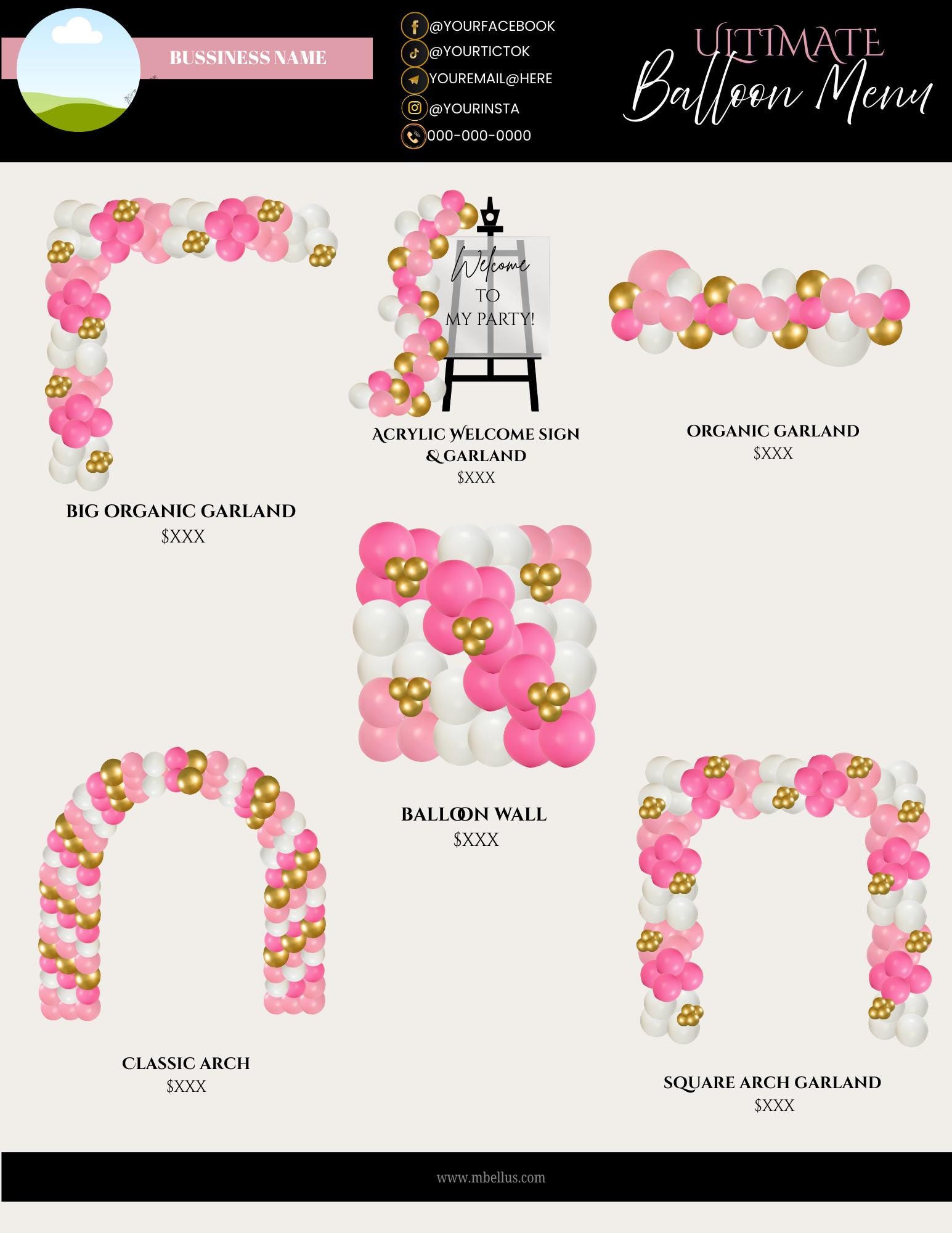 Ultimate Balloon Menu Template | Party Decor Pricing Guide | Editable ...