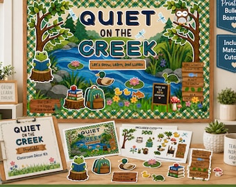 Quiet on the Creek Bulletin Board Kit | Back to School Classroom Decor | Printable Cutouts | 6x4 Poster PDF | Woodland Theme