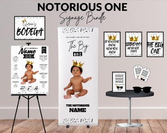 90s Hip Hop 1st Birthday Decorations | Notorious ONE Party Signs (Digital Download)