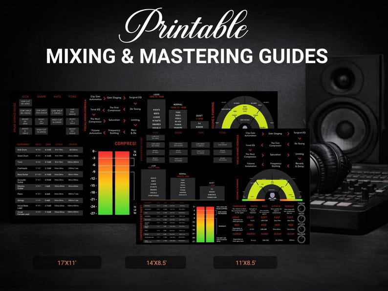 Mixing and Mastering Cheat Sheet Printable, Audio Engineering Guide ...