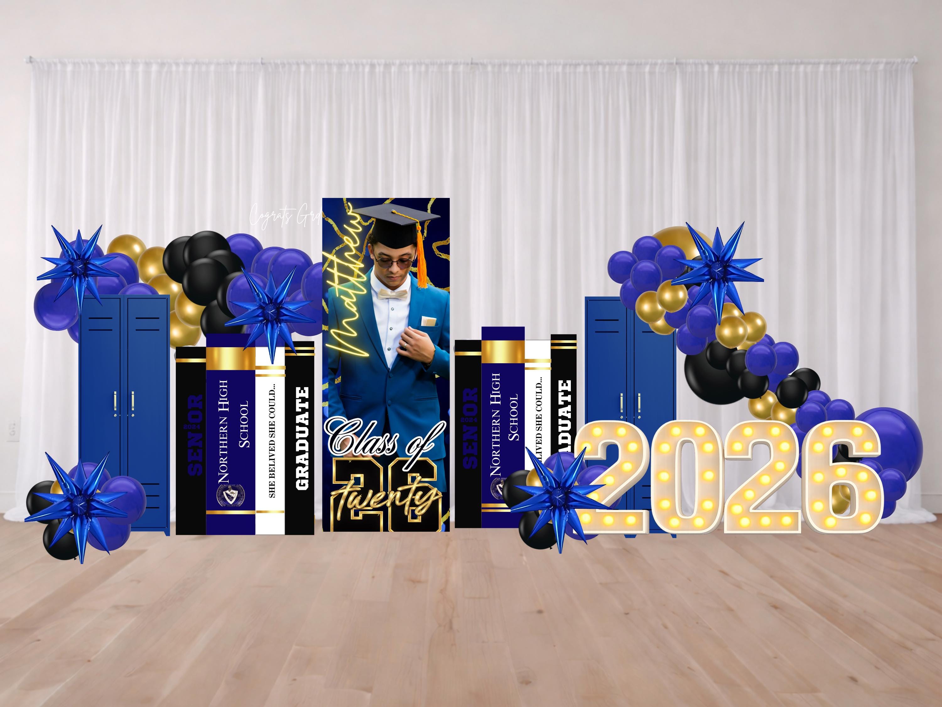 Graduation Arch & Balloon Bundle | Locker, Book Cutouts, Balloon Menu ...