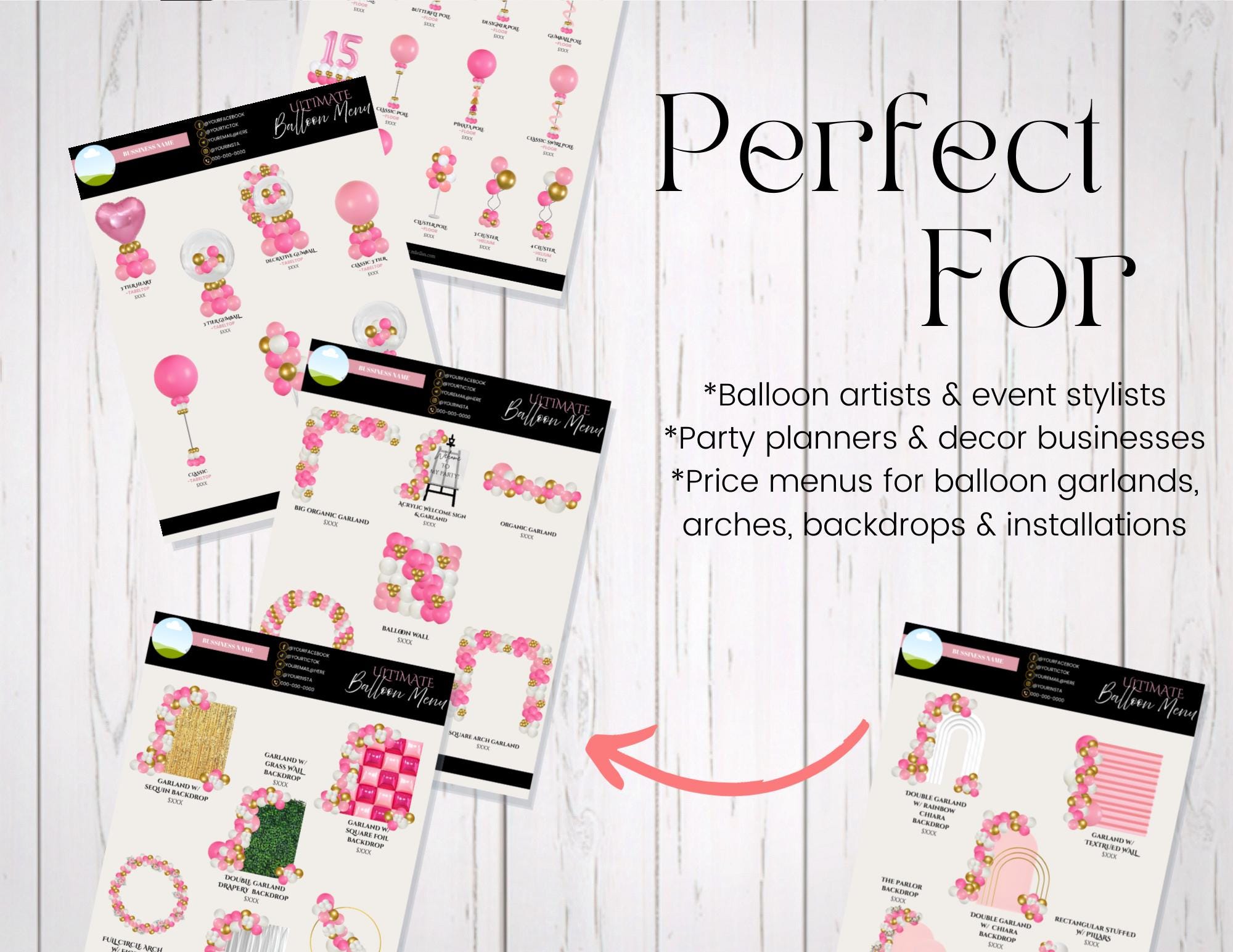 Ultimate Balloon Menu Template | Party Decor Pricing Guide | Editable ...