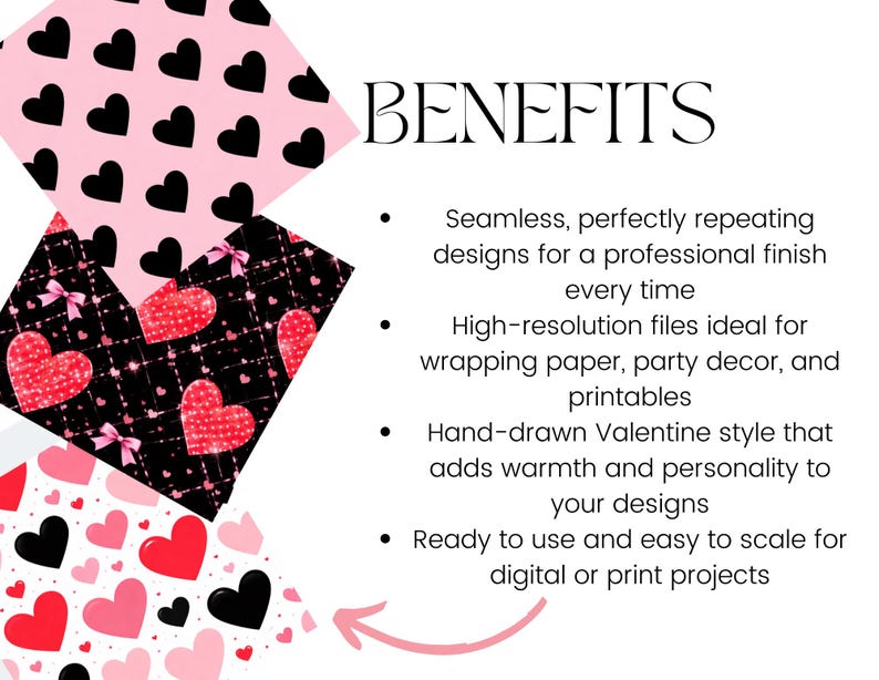 Valentine Heart Digital Paper Pack | Seamless Patterns (digital ...