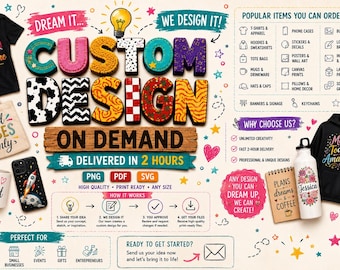 Ontwerp op maat op aanvraag | PNG SVG-PDF | Gepersonaliseerde shirtontwerp | Logo-ontwerpservice | Snelle digitale download van 2 uur