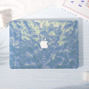 Custom Gradient Blue Ripples MacBook Case,Personal Laptop Shell,Custom Monogram-Matte Finish MacBook Case,Personalized MacBook Pro/Air Case