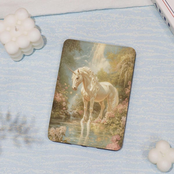 Funda/cubierta personal para Kindle con diseño de unicornio blanco creativo, regalo de cumpleaños personalizado, para Kindle Colorsoft/Basic, Kindle 10, 11 y 12, KPW 10, 11 y 12