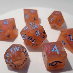 Orange shimmer dice set