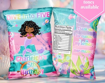 Custom Chip Bags Any Theme - Personalized Stickers / Favor Labels  - Dive Into Five