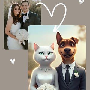 Gepersonaliseerd Be the animal-animatie die je wilt Aangepaste cartoon dierenanimatie portret uit foto Cartoonstijl Paar Digitale downloads