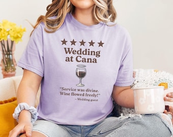 Koszulka chrześcijańska Comfort Colors Wedding At Cana, zabawna koszulka chrześcijańska, koszulka z chrześcijańskim memem, dowcipna koszulka biblijna, zabawny prezent chrześcijański