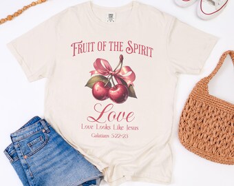 Fruit of the Spirit-Love Shirt, Christian Comfort Colors Tee, Bible Verse Galatians 5:22 Shirt, Christian Gift, Christian Clothes for Women