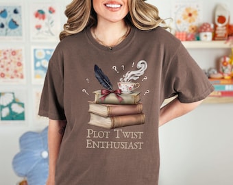 Comfort Colors Book lover gift, bibliophile shirt, bookworm tee, plot twist enthusiast shirt, cozy reader gift, aesthetic bookish shirt