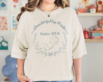 Christian Pregnancy T-shirt, Inspirational Baby Shower Gift, Christian Apparel, Pregnancy Announcement, Psalm 139:14, Gift for Expecting Mom